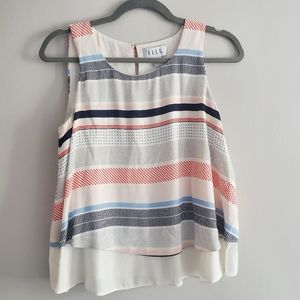 Elle Tank Red, White, and Blue Pattern Layered Size Small